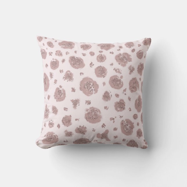 Blushing Rosa Leopard Cheetah Print Chic Mönster Kudde (Framsida)