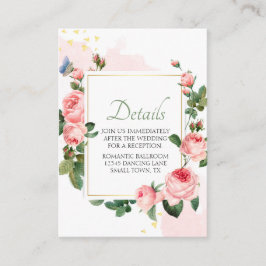 Blushing Rosa ros Blommigt Elegant bröllop Tilläggskort