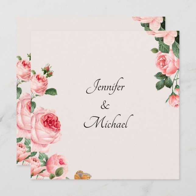 Blushing Rosa ros Förlovningsfest (Fram/baksida)