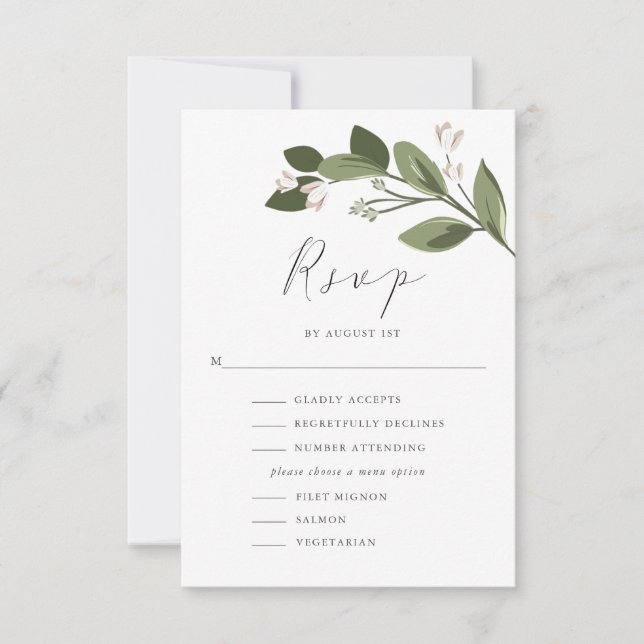 Blushing Sprigs OSA med Menu och Rosa Back Kort (Framsida)