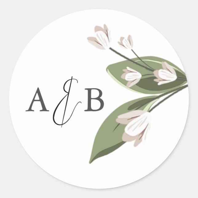 Blushing Sprigs Round Sticker Runt Klistermärke (Framsida)