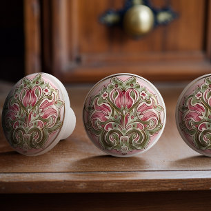 Blushing Tulip Elegance Ceramic Knob Drag Knopp