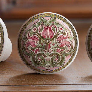 Blushing Tulip Elegance Ceramic Knob Drag Knopp