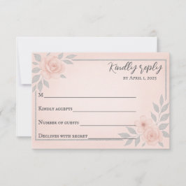 Blushing Vows Traditional Wedding RSVP Card OSA Kort