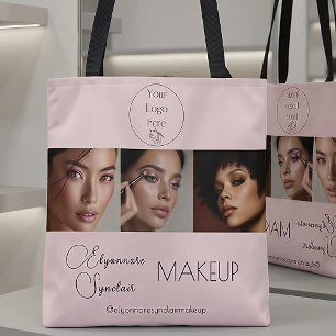 BlushPink Script Logotyp Foto Makeup Studio Tygkasse