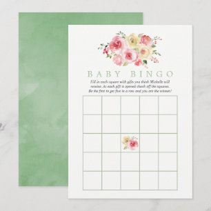 Blushrosa och salvia baby shower baby bingo inbjudningar