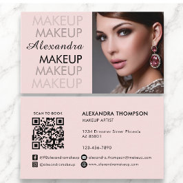 Blushrosa Svart Script Foto Qr-kod Socialt Ikon Visitkort