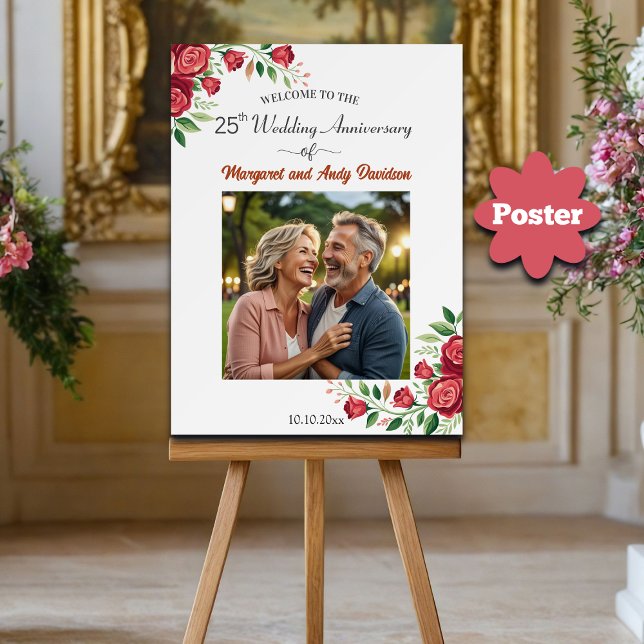 Blushrosor 25-års bröllopsjubileum Foto Välkommen Poster (Skapare uppladdad)