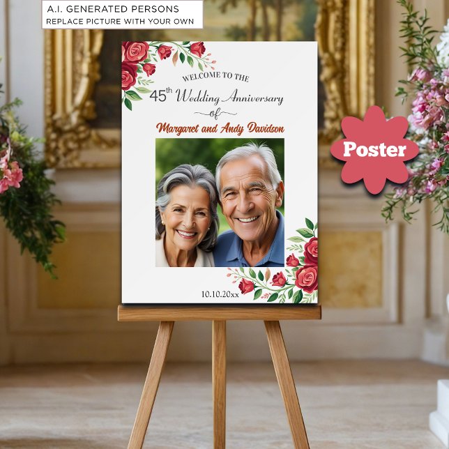 Blushrosor 45-års bröllopsjubileum Foto Välkommen Poster (Skapare uppladdad)