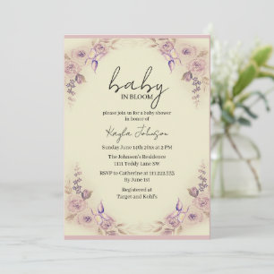 Blushrosor och fjärilar Baby Shower-inbjudan Inbjudningar