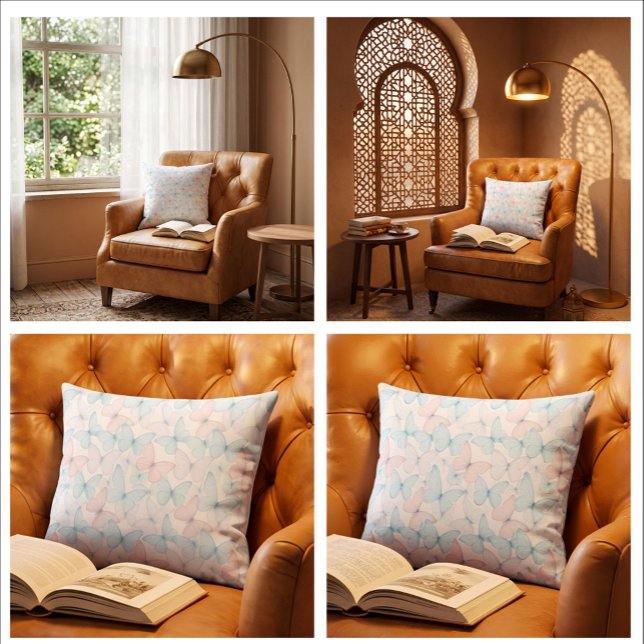 BlushSky Fjärilar Dekorativ Kuddslips Kudde (Let every butterfly bring a touch of serenity, elegance, and springtime wonder to your home.)