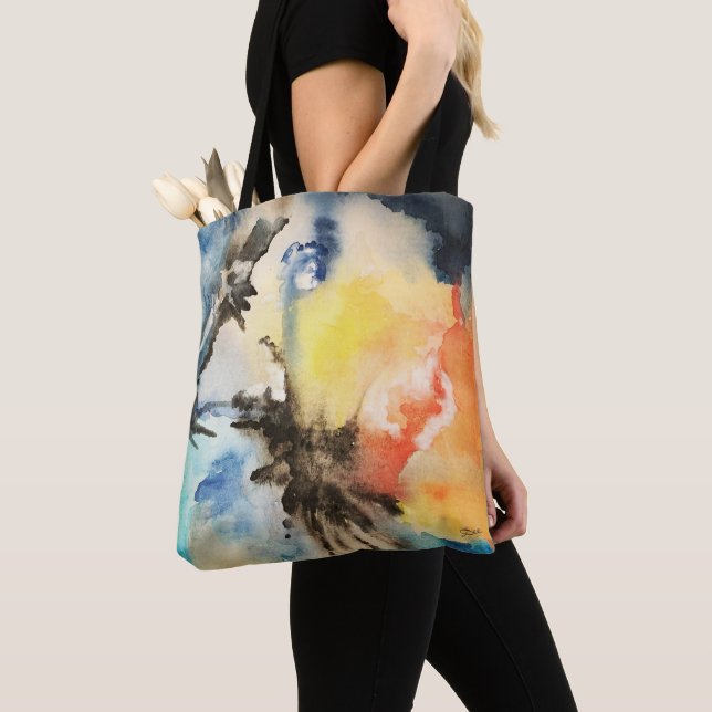 "Bluting in the Storm" Tote Bag Tygkasse (Närbild)