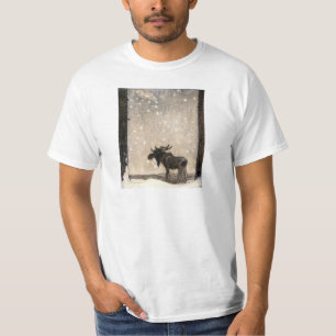 Bly i älgen i Snö på natten - John Bauer T Shirt