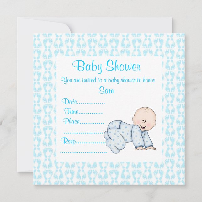 BLYA INBJUDAN FÖR CRAWLING BABY BABY SHOWER SHOWER (Framsida)
