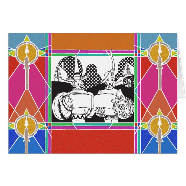 Blyade glassubstrevala medeldjupa glasögon hälsningskort (Framsidan Horizontal)