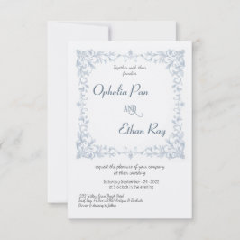 Blyblåfärgsinbjudan till Gräns-bröllopsinbjudan ti Inbjudningar