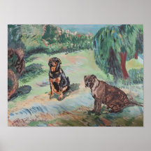 Blyertjur och rottweiler Van Gogh stil