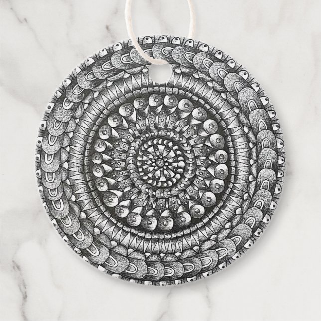 Blyerts Original Konst Mandala Design Gåvor Etiketter (Framsida)