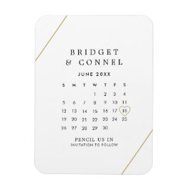 Blyerts oss i kalender Guldlinjer Spara datumet Magnet