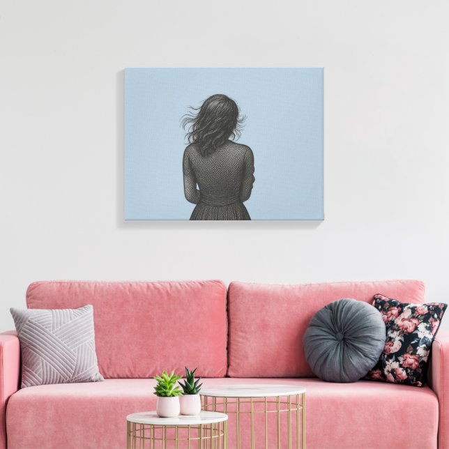 Blyertsteckning av en flicka  canvastryck (Insitu (Vardagsrum))