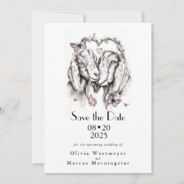 Blyertsteckning Nubiska Getter Bröllop Inbjudningar