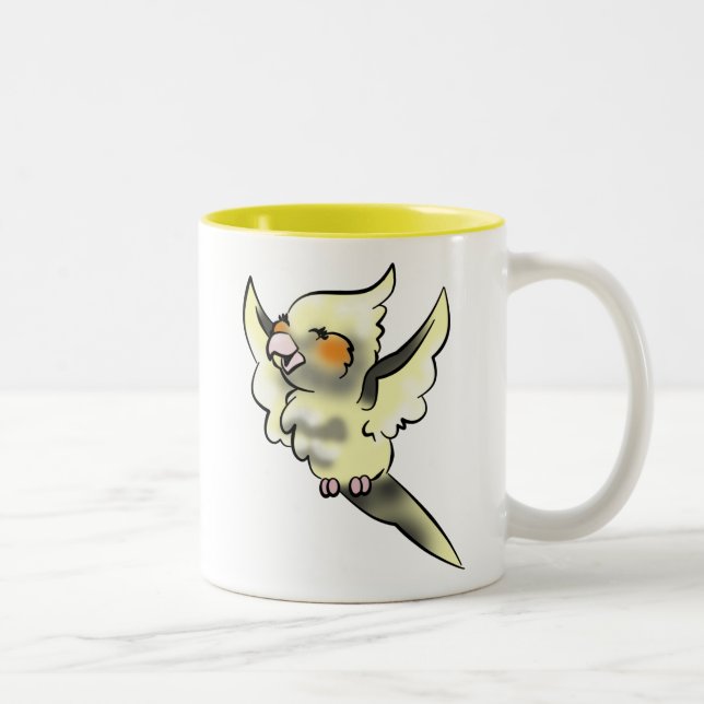 Blyg Cockatielkaffekopp Två-Tonad Mugg (Höger)
