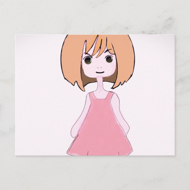 Blyg Leende i Rosa Vykort (Framsida)