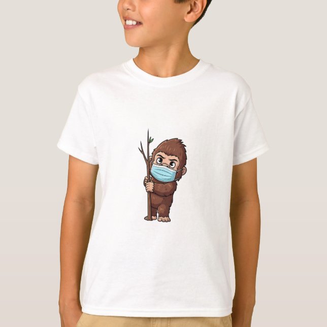 Blyg Sasquatch Ansiktsmask Barn T Shirt (Framsida)