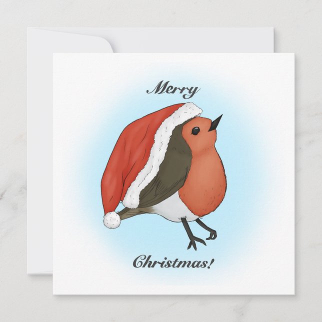 Blyg tomte rödhake julkort (Framsida)