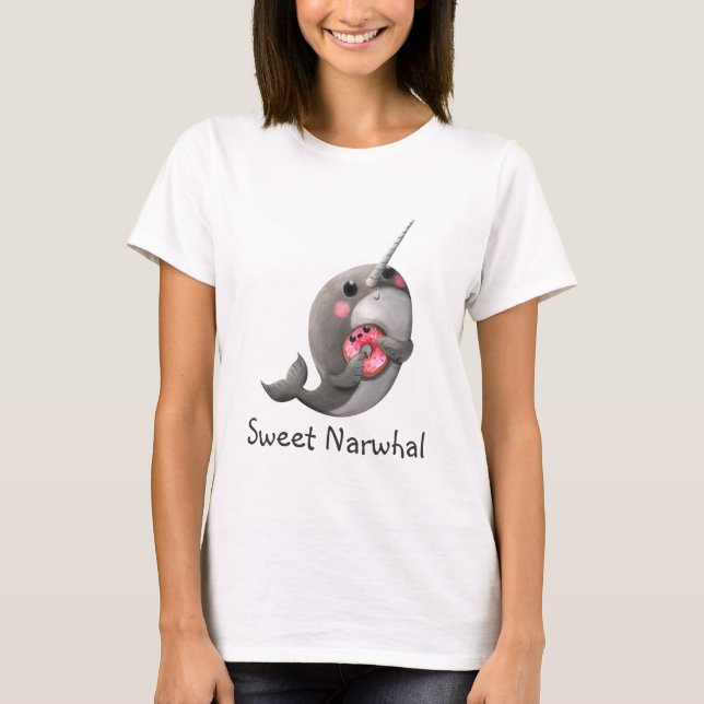 Blyga Narwhal med munken T Shirt (Framsida)