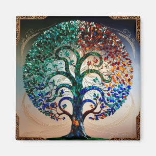 Blyglasstree med antika guldkanter magnet