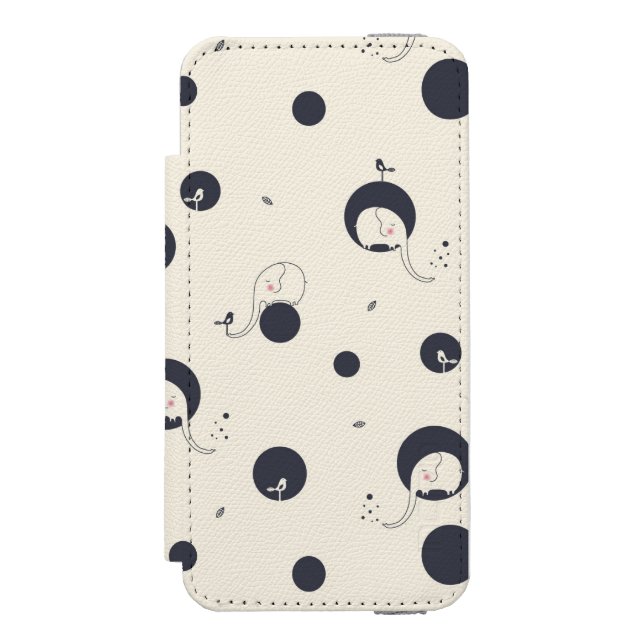 Blygt elefantmönster incipio iPhone wallet skal (Folio Framsidan)