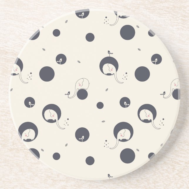 Blygt elefantmönster underlägg sandsten (Framsidan)