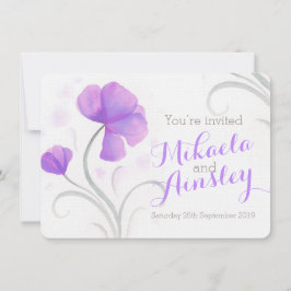 Blyinbjudan för lila av vildfärgsblommor inbjudningar