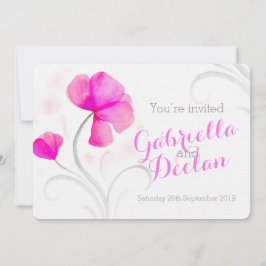 Blyinbjudan för rosa av vildfärgsblommor inbjudningar