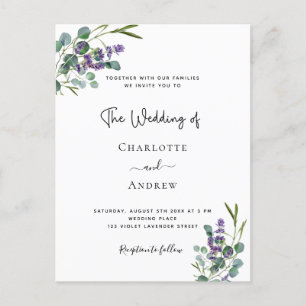 Blyinbjudan till blommigten Eucalyptus lavender Vykort