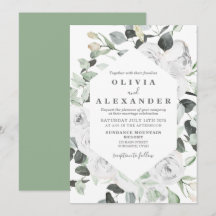 Blyinbjudan till blommigten vit ros och Grey