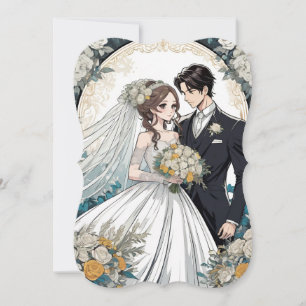 Blyinbjudan till Bride och Groom Anime