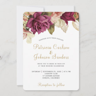 Blyinbjudan till elegant av Rustic blommigt Inbjudningar