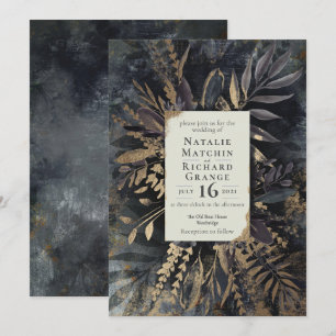 Blyinbjudan till Guld och skiffer grått  Inbjudningar