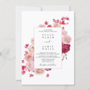 Blyinbjudan till magenta Rosa Blommigt Inbjudningar