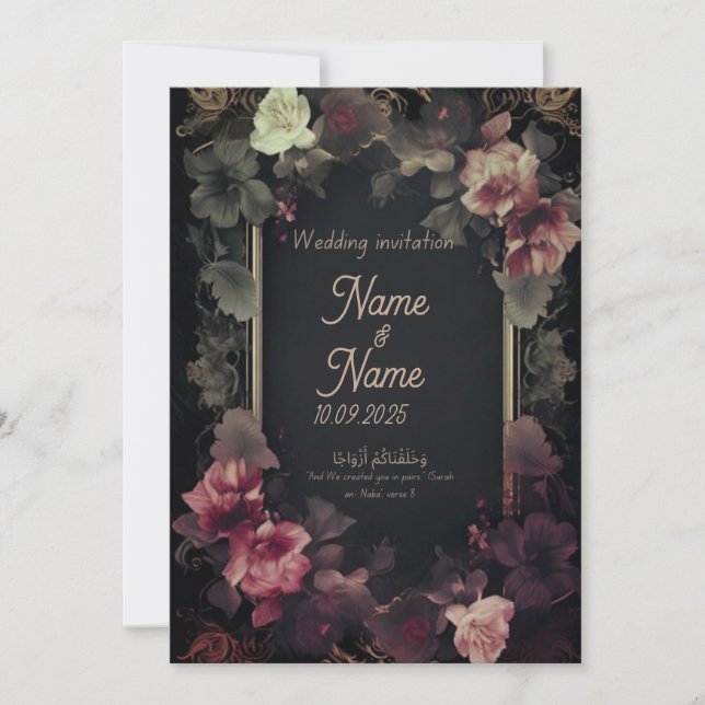 Blyinbjudan till Svart och rosa blommigt Inbjudningar (Framsida)