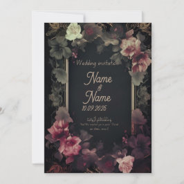 Blyinbjudan till Svart och rosa blommigt Inbjudningar
