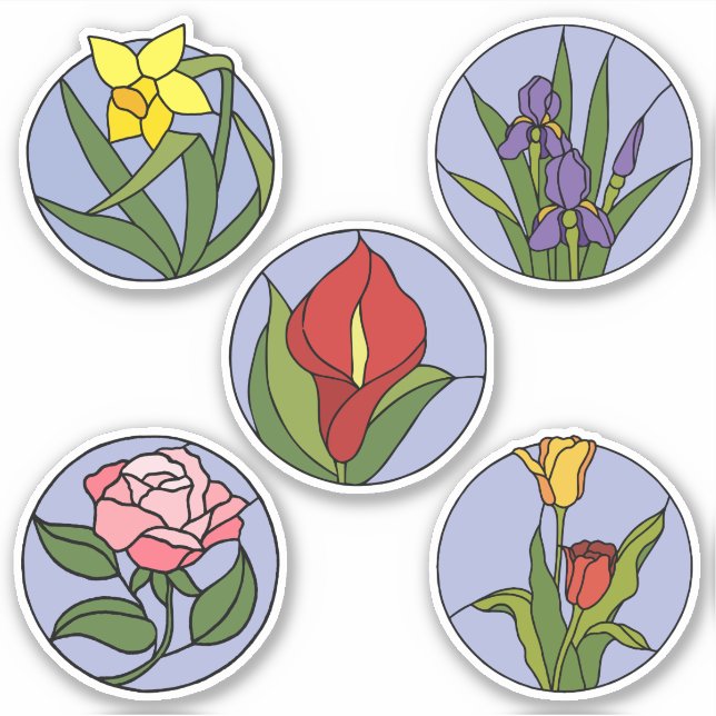 Blyinfattade blommor klistermärken (Framsida)