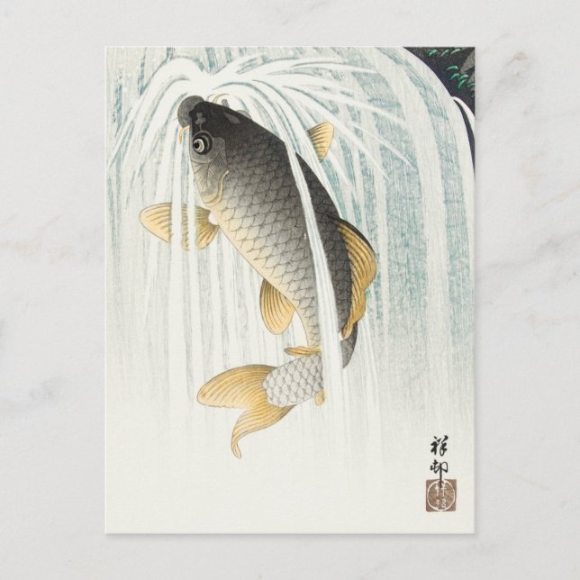 Blykarp - Ohara Koson - Vintage Fish Art Vykort (Framsida)