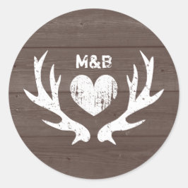 Blyklistermärken för Wood land chic hjort antler Runt Klistermärke