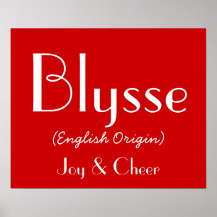 Blysse English Ursprung med betydelse i Red I Poster