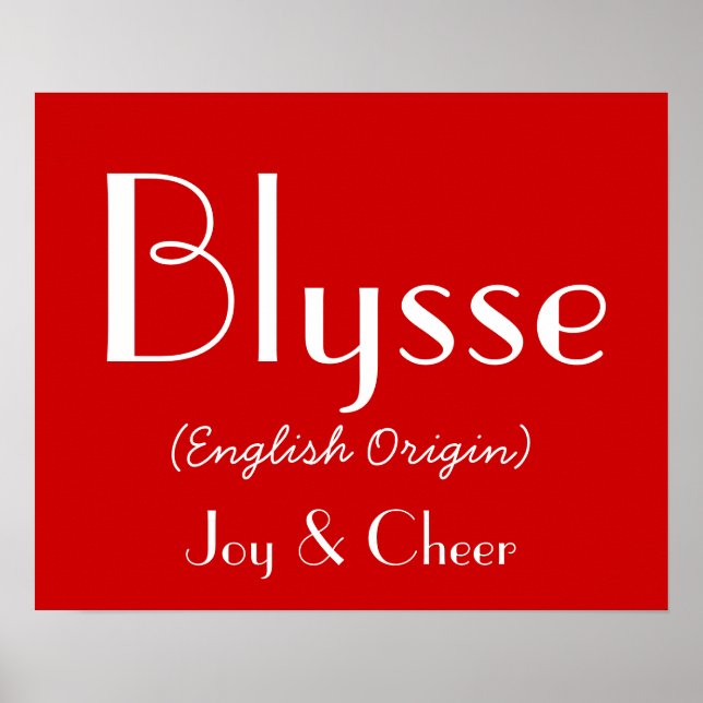 Blysse English Ursprung med betydelse i Red I Poster (Framsidan)