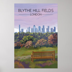 Blythe Hill Fields London Park Resemålning Poster