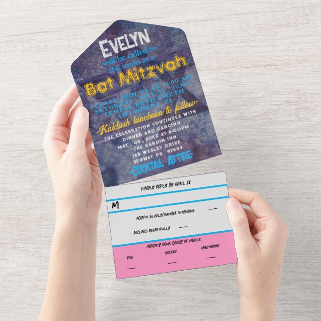 BM Bat mitzvah blåsor och Pinks (Avrivbar del)